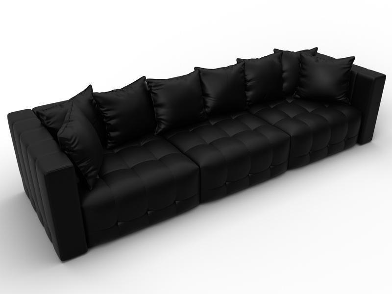 Диван прямой Лига-052 НПБ Лонг, Экокожа, GRIFON 18 черный