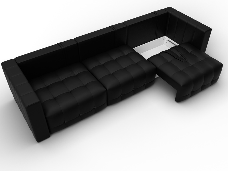 Диван прямой Лига-052 НПБ Лонг, Экокожа, GRIFON 18 черный