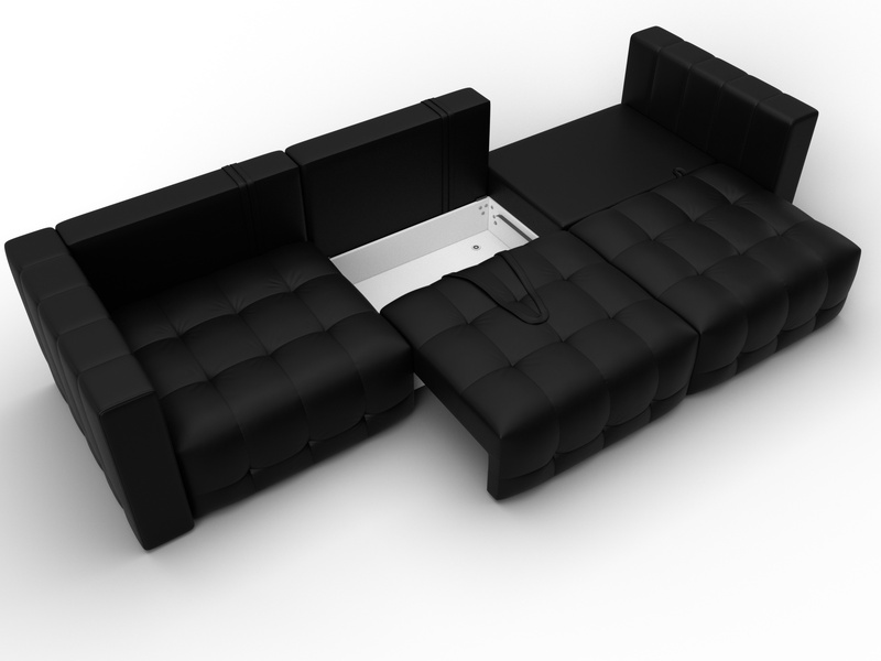 Диван прямой Лига-052 НПБ Лонг, Экокожа, GRIFON 18 черный