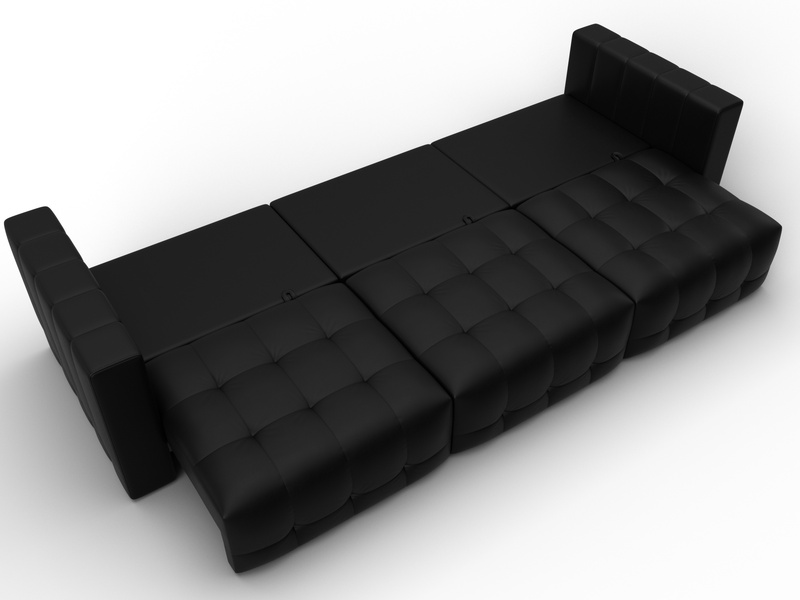 Диван прямой Лига-052 НПБ Лонг, Экокожа, GRIFON 18 черный