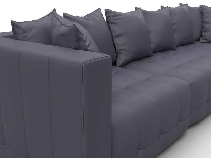 Диван прямой Лига-052 НПБ Лонг, Экокожа, GRIFON 15 серый