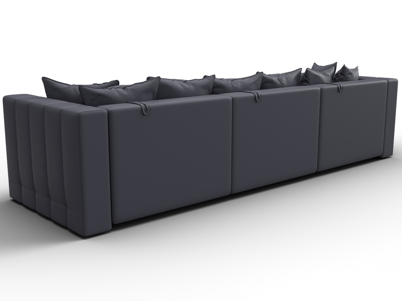 Диван прямой Лига-052 НПБ Лонг, Экокожа, GRIFON 15 серый