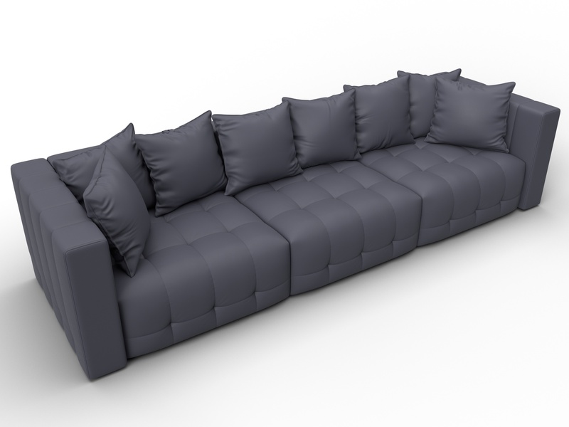 Диван прямой Лига-052 НПБ Лонг, Экокожа, GRIFON 15 серый