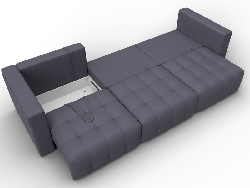 Диван прямой Лига-052 НПБ Лонг, Экокожа, GRIFON 15 серый