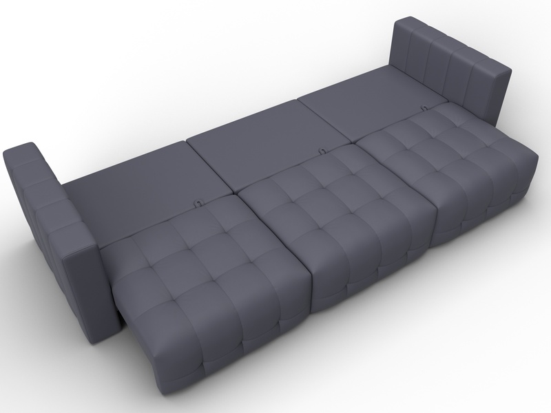 Диван прямой Лига-052 НПБ Лонг, Экокожа, GRIFON 15 серый