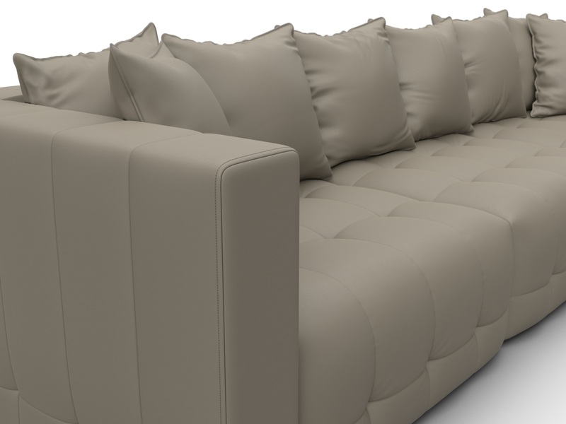 Диван угловой Лига-052 НПБ Лонг угол универсальный, Экокожа, GRIFON 04 бежевый