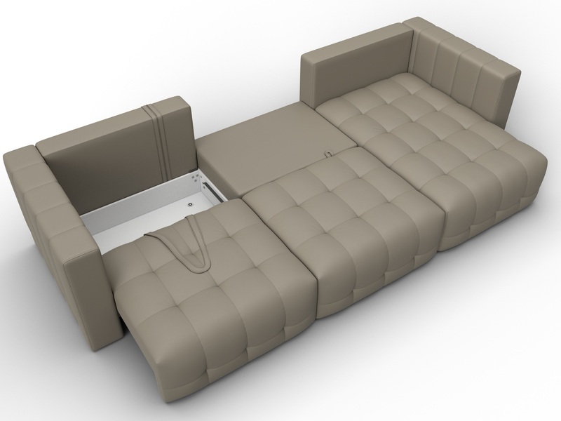 Диван угловой Лига-052 НПБ Лонг угол универсальный, Экокожа, GRIFON 04 бежевый