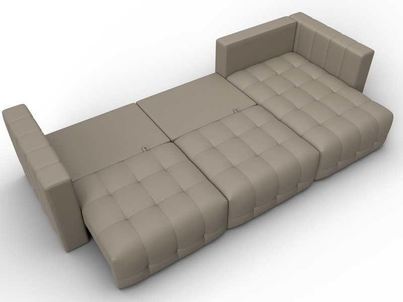 Диван угловой Лига-052 НПБ Лонг угол универсальный, Экокожа, GRIFON 04 бежевый