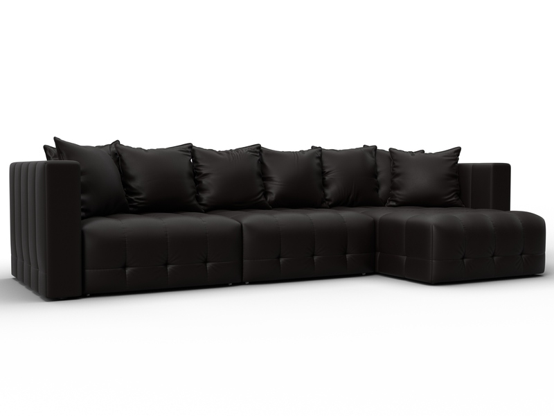 Диван угловой Лига-052 НПБ Лонг угол универсальный, Экокожа, GRIFON 12 коричневый