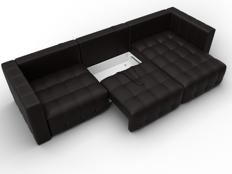 Диван угловой Лига-052 НПБ Лонг угол универсальный, Экокожа, GRIFON 12 коричневый