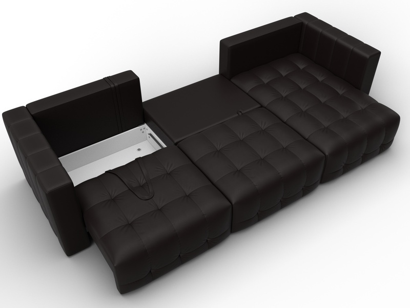 Диван угловой Лига-052 НПБ Лонг угол универсальный, Экокожа, GRIFON 12 коричневый