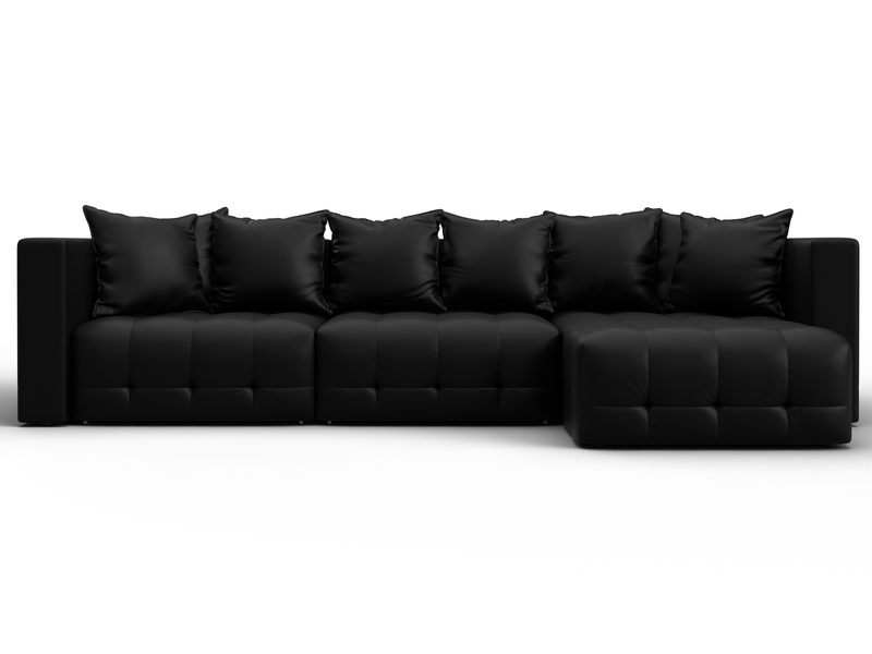 Диван угловой Лига-052 НПБ Лонг угол универсальный, Экокожа, GRIFON 18 черный