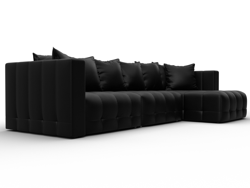 Диван угловой Лига-052 НПБ Лонг угол универсальный, Экокожа, GRIFON 18 черный