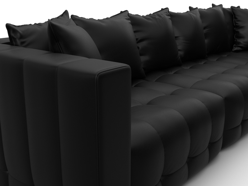 Диван угловой Лига-052 НПБ Лонг угол универсальный, Экокожа, GRIFON 18 черный