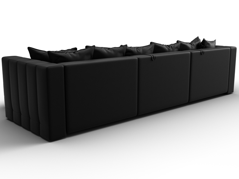 Диван угловой Лига-052 НПБ Лонг угол универсальный, Экокожа, GRIFON 18 черный