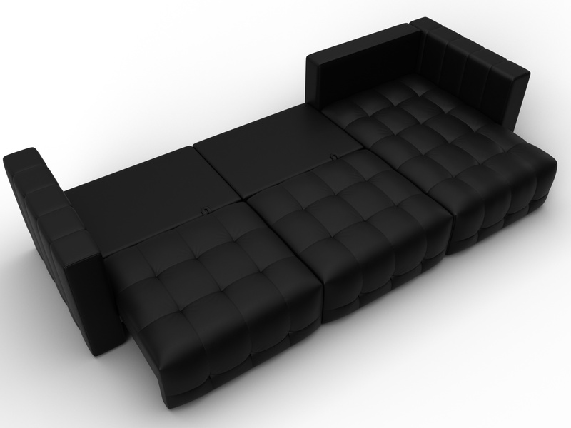 Диван угловой Лига-052 НПБ Лонг угол универсальный, Экокожа, GRIFON 18 черный