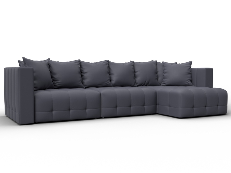 Диван угловой Лига-052 НПБ Лонг угол универсальный, Экокожа, GRIFON 15 серый