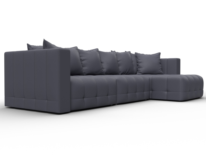 Диван угловой Лига-052 НПБ Лонг угол универсальный, Экокожа, GRIFON 15 серый