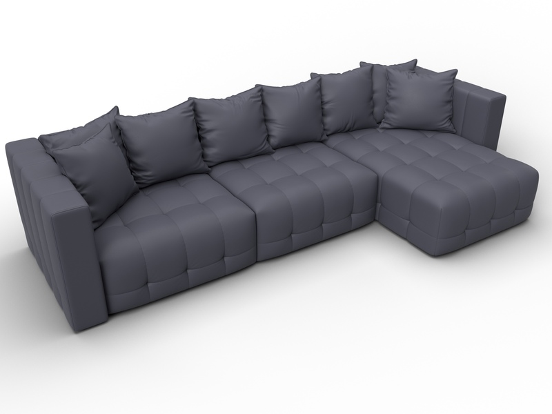 Диван угловой Лига-052 НПБ Лонг угол универсальный, Экокожа, GRIFON 15 серый