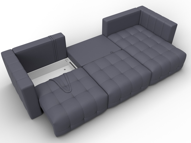 Диван угловой Лига-052 НПБ Лонг угол универсальный, Экокожа, GRIFON 15 серый