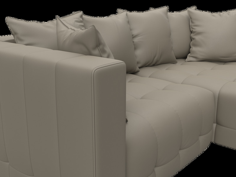 Диван угловой Лига-052 НПБ угол универсальный, Экокожа, GRIFON 04 бежевый