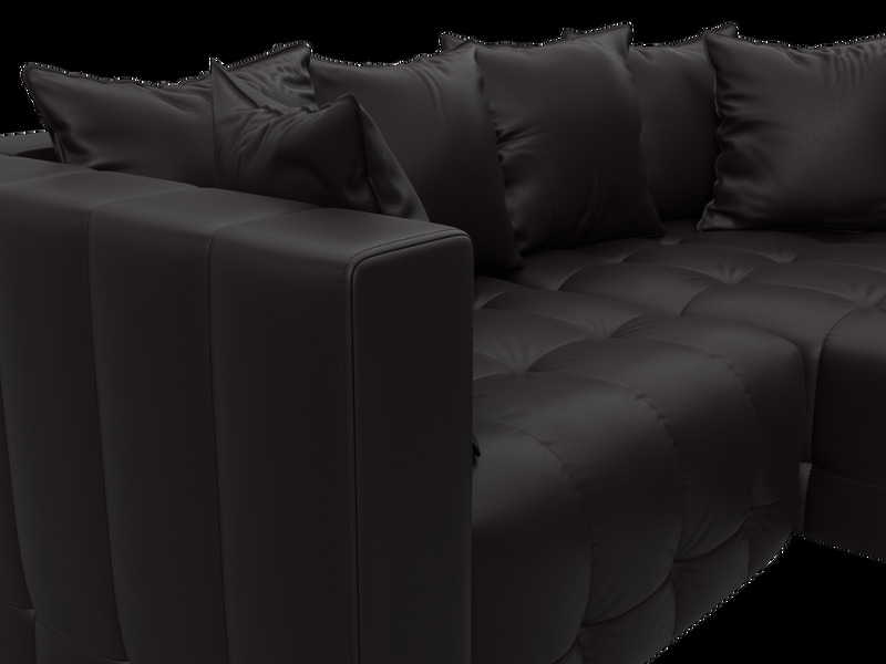 Диван угловой Лига-052 НПБ угол универсальный, Экокожа, GRIFON 12 коричневый