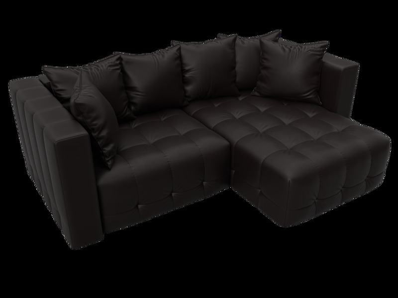 Диван угловой Лига-052 НПБ угол универсальный, Экокожа, GRIFON 12 коричневый