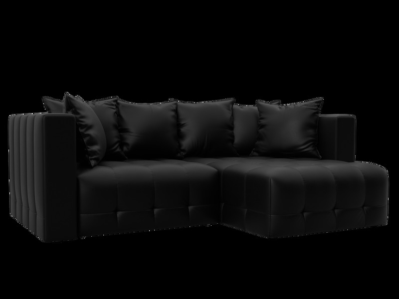 Диван угловой Лига-052 НПБ угол универсальный, Экокожа, GRIFON 18 черный