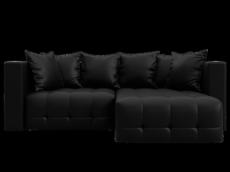 Диван угловой Лига-052 НПБ угол универсальный, Экокожа, GRIFON 18 черный