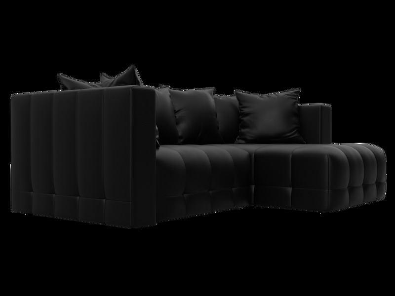 Диван угловой Лига-052 НПБ угол универсальный, Экокожа, GRIFON 18 черный