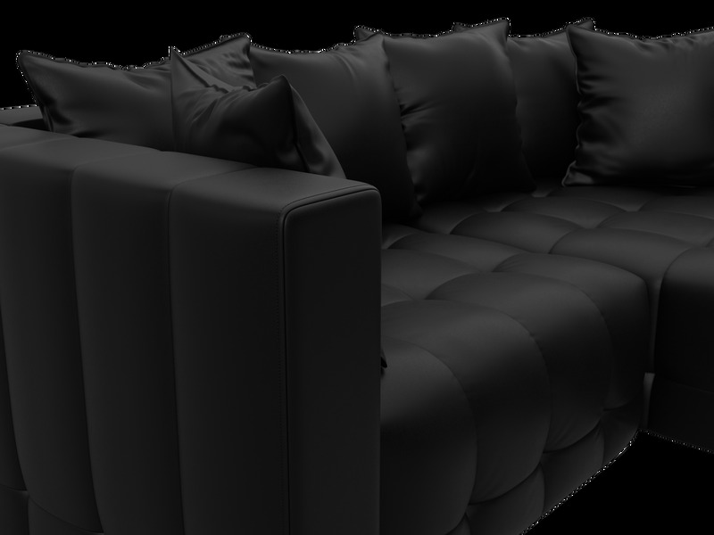 Диван угловой Лига-052 НПБ угол универсальный, Экокожа, GRIFON 18 черный