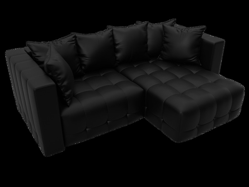 Диван угловой Лига-052 НПБ угол универсальный, Экокожа, GRIFON 18 черный