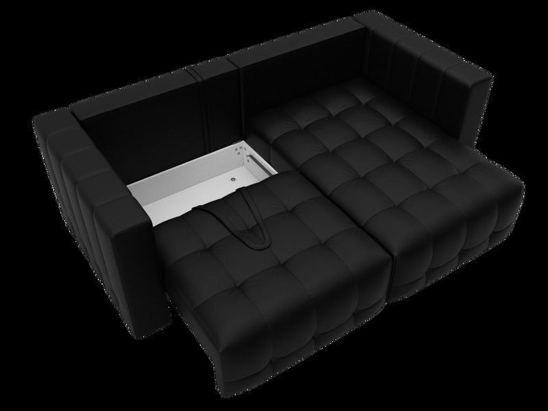 Диван угловой Лига-052 НПБ угол универсальный, Экокожа, GRIFON 18 черный