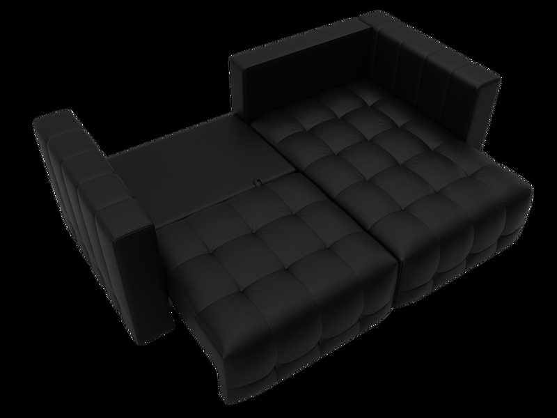 Диван угловой Лига-052 НПБ угол универсальный, Экокожа, GRIFON 18 черный