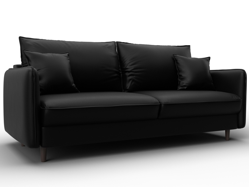 Диван прямой Лига-064 НПБ, Экокожа, GRIFON 18 черный