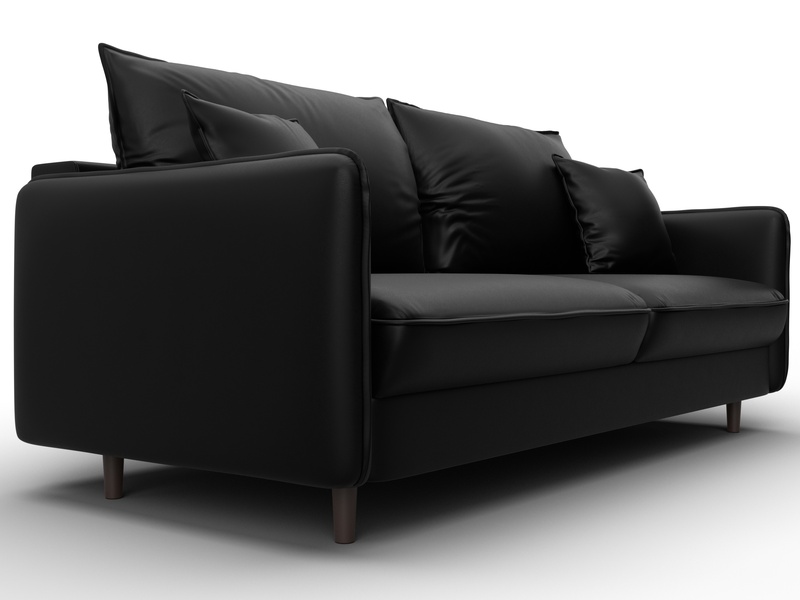 Диван прямой Лига-064 НПБ, Экокожа, GRIFON 18 черный