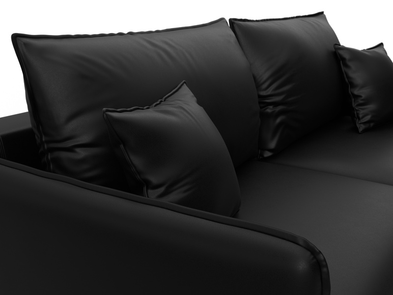 Диван прямой Лига-064 НПБ, Экокожа, GRIFON 18 черный