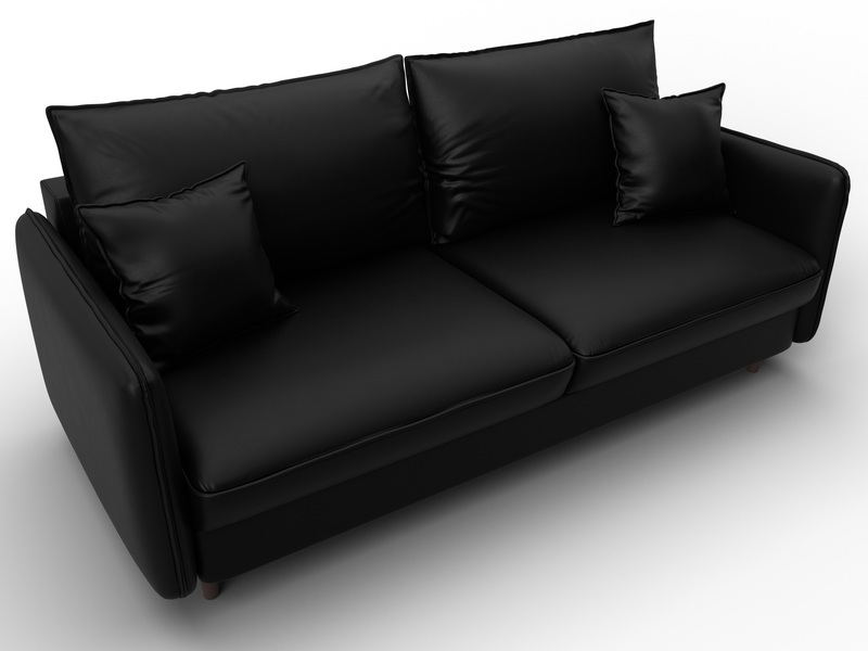 Диван прямой Лига-064 НПБ, Экокожа, GRIFON 18 черный