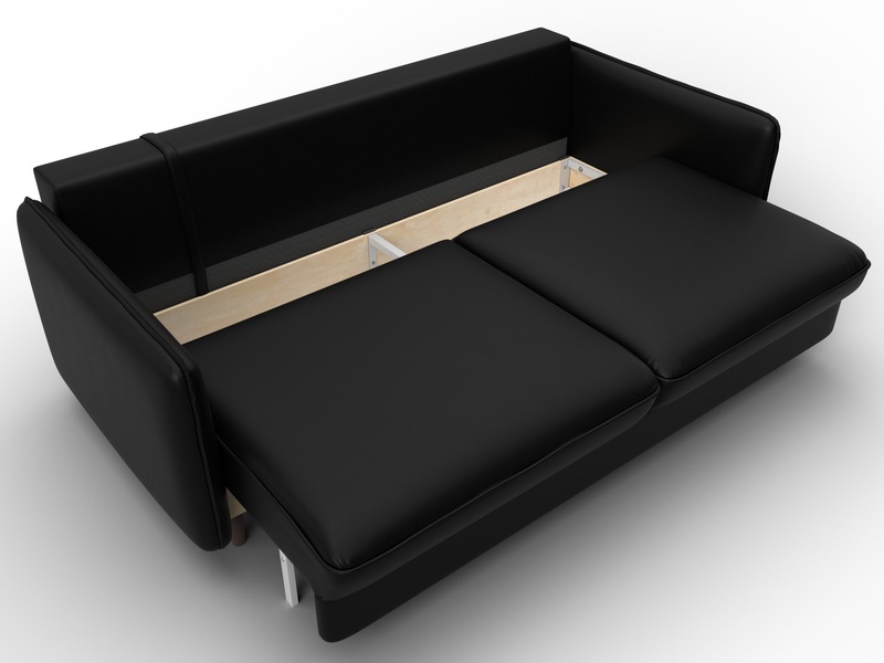 Диван прямой Лига-064 НПБ, Экокожа, GRIFON 18 черный