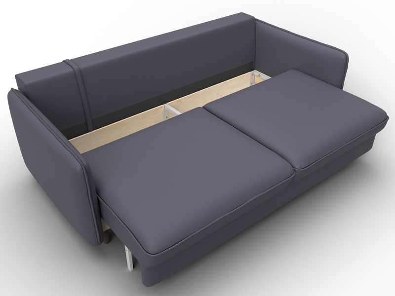 Диван прямой Лига-064 НПБ, Экокожа, GRIFON 15 серый