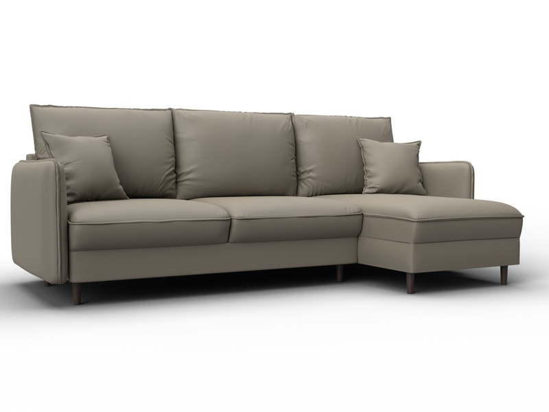 Диван угловой Лига-064 НПБ угол универсальный, Экокожа, GRIFON 04 бежевый