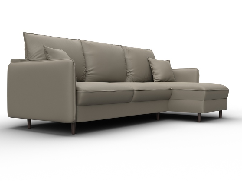 Диван угловой Лига-064 НПБ угол универсальный, Экокожа, GRIFON 04 бежевый