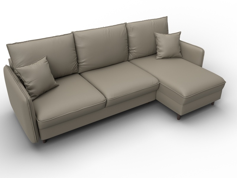 Диван угловой Лига-064 НПБ угол универсальный, Экокожа, GRIFON 04 бежевый