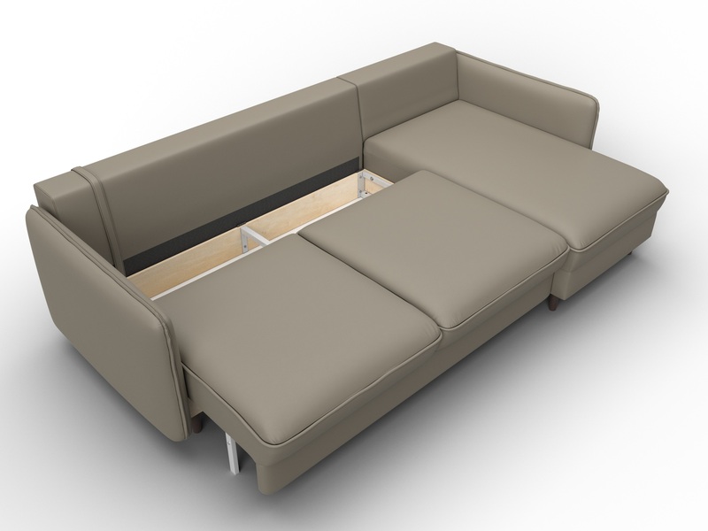 Диван угловой Лига-064 НПБ угол универсальный, Экокожа, GRIFON 04 бежевый