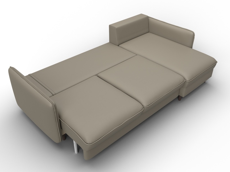 Диван угловой Лига-064 НПБ угол универсальный, Экокожа, GRIFON 04 бежевый