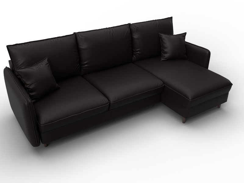 Диван угловой Лига-064 НПБ угол универсальный, Экокожа, GRIFON 12 коричневый