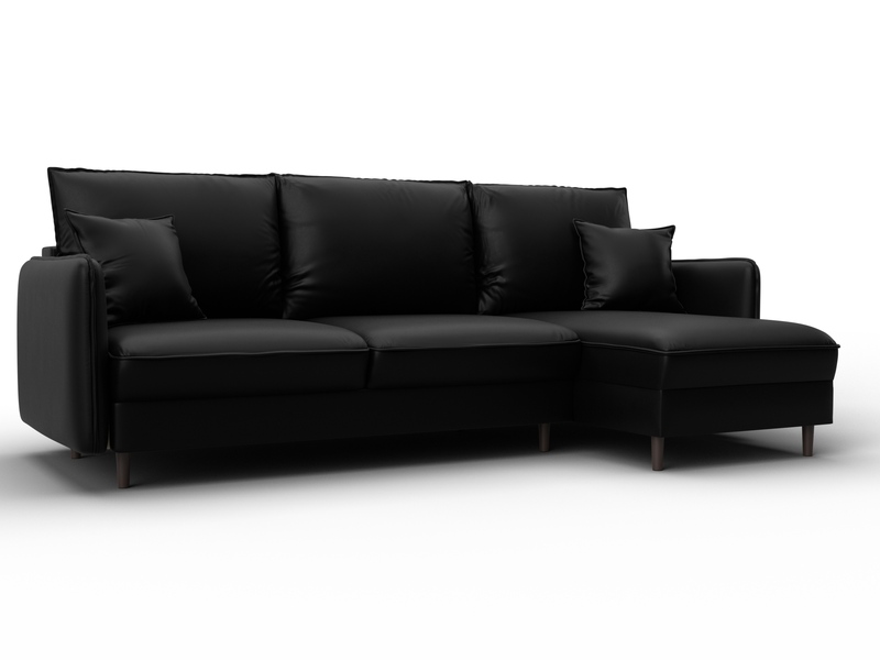 Диван угловой Лига-064 НПБ угол универсальный, Экокожа, GRIFON 18 черный