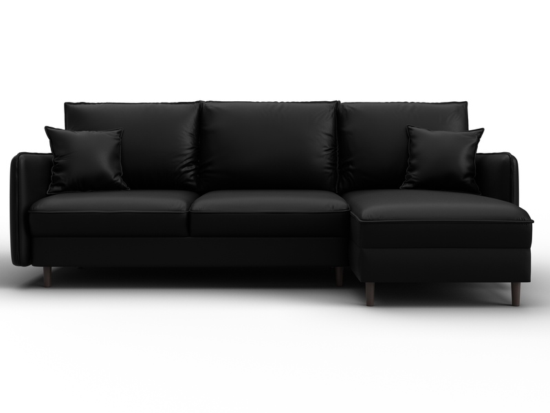 Диван угловой Лига-064 НПБ угол универсальный, Экокожа, GRIFON 18 черный