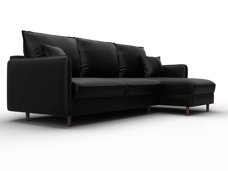 Диван угловой Лига-064 НПБ угол универсальный, Экокожа, GRIFON 18 черный