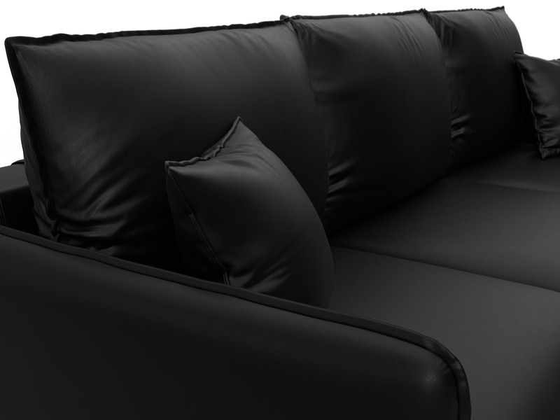 Диван угловой Лига-064 НПБ угол универсальный, Экокожа, GRIFON 18 черный